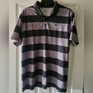 San Diego State Aztecs Nike Dri-FIT Polo Shirt Mens Large  Black/ Gray Stripes